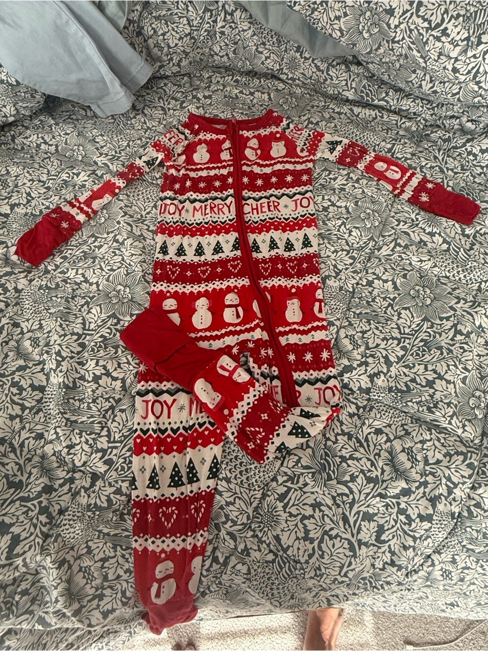 Little Sleepies Red Holiday Snowman One-Piece Footie Pajamas